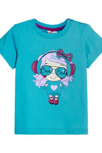 Комплект для девочки 4198 (футболка-бриджи) (Голубой/ягодный) (Фото 2)