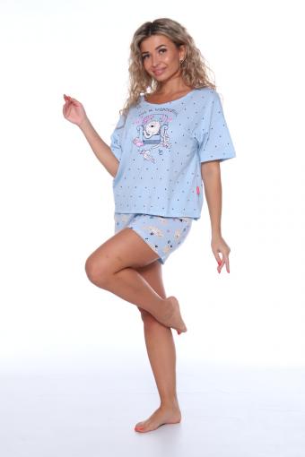 Пижама с шортами Очарование 050-051 (Светло-синий) (Фото 2)