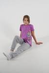 Пижама для девочки 91196 (Лиловый/серый меланж) - Лазар-Текс