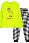 Пижама для девочки 91229 (Салатовый/черная клетка) - Лазар-Текс