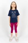 Комплект для девочки 41104 (футболка_бриджи) (Синий/ягодный) - Лазар-Текс