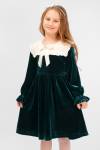 Платье бархатное для девочки SP175 (Темно-зеленый) - Лазар-Текс
