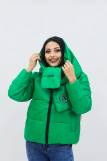 Демисезонная женская куртка весна осень _дутый шарф-косынка 8193 (Зеленый) (Фото 1)