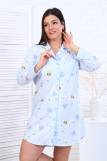 Платье-пижама для девочки арт. ПД-007 (Совы на полосках/голубой) (Фото 1)