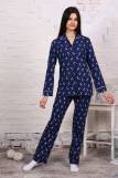 Пижама-костюм для девочки арт. ПД-006 (Зайцы на самокатах синие) (Фото 1)