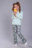 Пижама для девочки Зайцы-морковки арт. ПД-15-048 (Ментол/зеленый) (Фото 3)