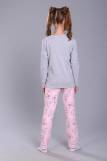 Пижама для девочки Зайцы-морковки арт. ПД-15-048 (Серый меланж/розовый) (Фото 3)