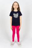 Комплект для девочки 41110 (футболка _лосины) (Т.синий/розовый) (Фото 1)