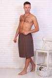 Полотенце для бани и сауны вафельное мужское на липучке (Серо-коричневый) (Фото 2)