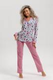 Пижама женская с брюками арт. ПД-006В (Клетка розовый/серый) (Фото 1)