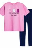 Комплект для девочки 41103 (футболка_лосины) (С.розовый/синий) (Фото 2)