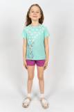Комплект для девочки 41106 (футболка_ шорты) (Мятный/лиловый) (Фото 1)