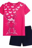 Комплект для девочки 41106 (футболка_ шорты) (Розовый/т.синий) (Фото 1)