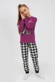 Пижама 91238 для девочки (джемпер, брюки) (Пурпурный/черная клетка) (Фото 2)