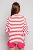 Комплект женский (футболка_шорты) 4357 (Белый/малиновая полоска) (Фото 2)