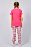 Пижама для девочки 91226 (Ярко-розовый/розовая клетка) (Фото 3)
