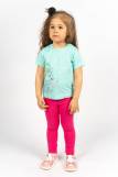 Комплект для девочки 41101 (футболка-лосины) (Мятный/розовый) (Фото 1)