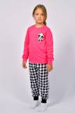 Пижама для девочки 91220 (Ярко-розовый/черная клетка) (Фото 1)