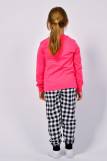 Пижама для девочки 91220 (Ярко-розовый/черная клетка) (Фото 3)