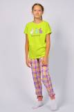 Пижама для девочки 91226 (Салатовый/розовая клетка) (Фото 1)