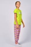 Пижама для девочки 91226 (Салатовый/розовая клетка) (Фото 3)