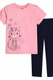 Комплект для девочки 41101 (футболка-лосины) (С.розовый/т.синий) (Фото 2)