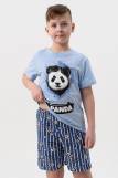 Пижама Медведь детская короткий рукав с шортами (Голубой) (Фото 3)
