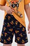 Пижама Гурман детская короткий рукав с шортами (Горчичный-т.синий) (Фото 3)