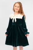 Платье бархатное для девочки SP175 (Темно-зеленый) (Фото 1)