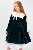 Платье бархатное для девочки SP175 (Темно-зеленый) (Фото 2)