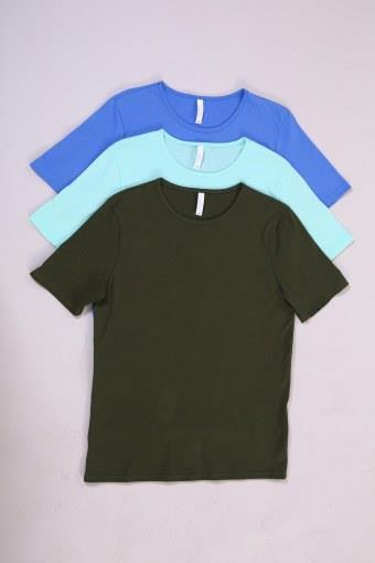 Набор футболок "Материк" (голубой, ментол, хаки) - Лазар-Текс