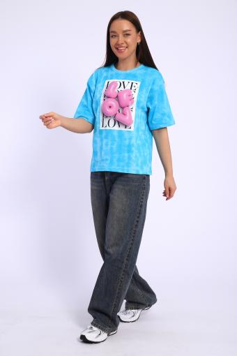 футболка женская 74254 (Батик бирюза) - Лазар-Текс
