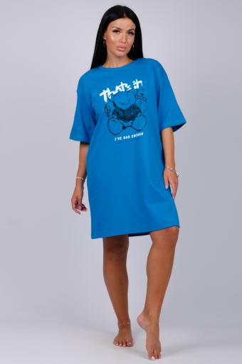 Сорочка Панды интерлок пенье (Голубой) (Фото 2)