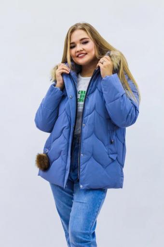 Зимняя женская куртка еврозима-зима 2879 (Голубой) - Лазар-Текс