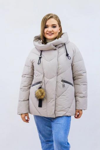 Зимняя женская куртка еврозима-зима 2876 (Бежевый) - Лазар-Текс