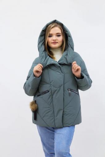 Зимняя женская куртка еврозима-зима 2876 (Бирюзовый) (Фото 2)