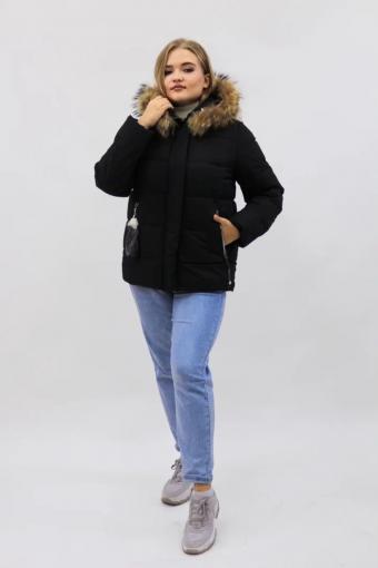 Зимняя женская куртка еврозима-зима 2867 (Черный) (Фото 2)
