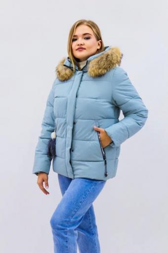 Зимняя женская куртка еврозима-зима 2867 (Бирюзовый) (Фото 2)