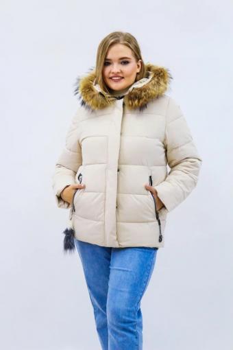 Зимняя женская куртка еврозима-зима 2867 (Бежевый) (Фото 2)