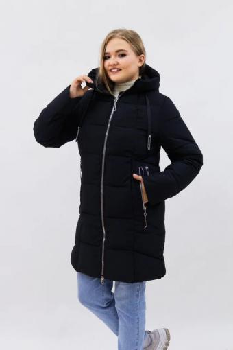 Зимняя женская куртка еврозима-зима 2830 (Черный) (Фото 2)