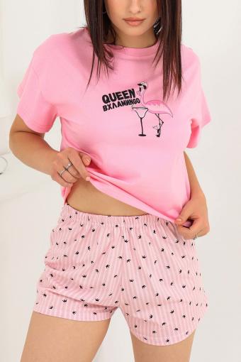 Пижама Вхламиngo (футболка_шорты) (Розовый) - Лазар-Текс