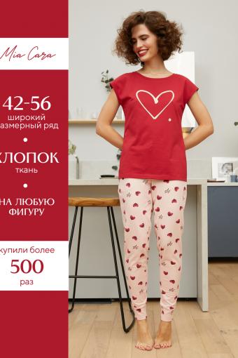 Комплект фуфайка (футболка), брюки жен Mia Cara SS21WJ328 French Kiss красный/сердечки (Красный/сердечки) - Лазар-Текс