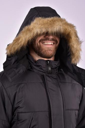 Куртка зимняя мужская с капюшоном, мех (Темно серый) (Фото 2)