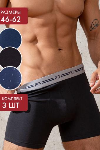 Трусы, набор - 3 штуки муж BeGood UMJ1202J Underwear черный/темно-синий принт/темно-синий (Черный/темно-синий /темно-синий) - Лазар-Текс