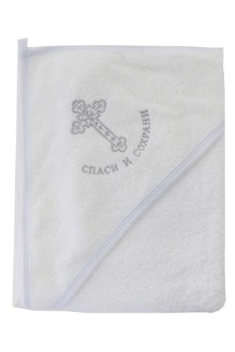 Пеленка крестильная махровая с капюшоном арт. КРМК (Белый) (Фото 2)