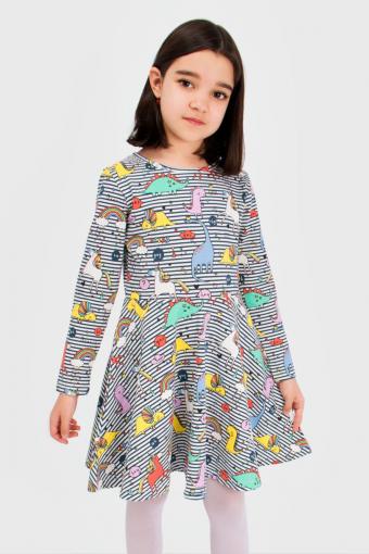 Платье трикотажное для девочки SP5915-25 (Комбинированный) - Лазар-Текс
