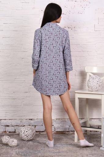 Платье-пижама для девочки арт. ПД-007 (Зайцы на самокатах серые) (Фото 2)