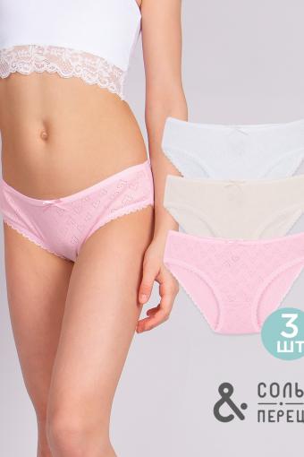 Комплект трусов для девочки SP12801 (Белый/розовый/кремовый) - Лазар-Текс