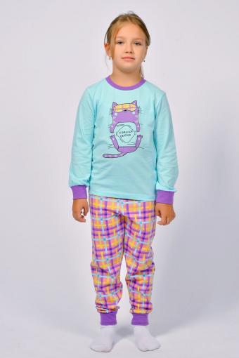 Пижама для девочки 91221 (Мятный/розовая клетка) - Лазар-Текс