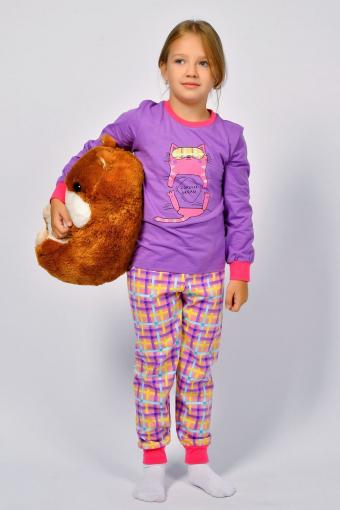 Пижама для девочки 91221 (Сиреневый/розовая клетка) - Лазар-Текс